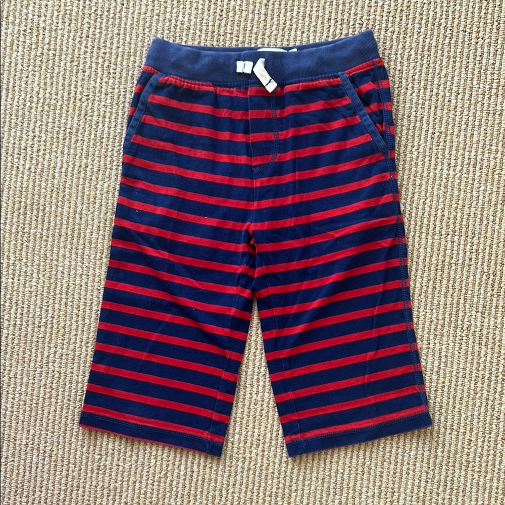 Mini Boden Navy red Striped jersey long shorts 9y